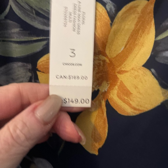 Chico's Floral Maxi Dress - Navy with Multicolor Flowers - Picture 3 of 6